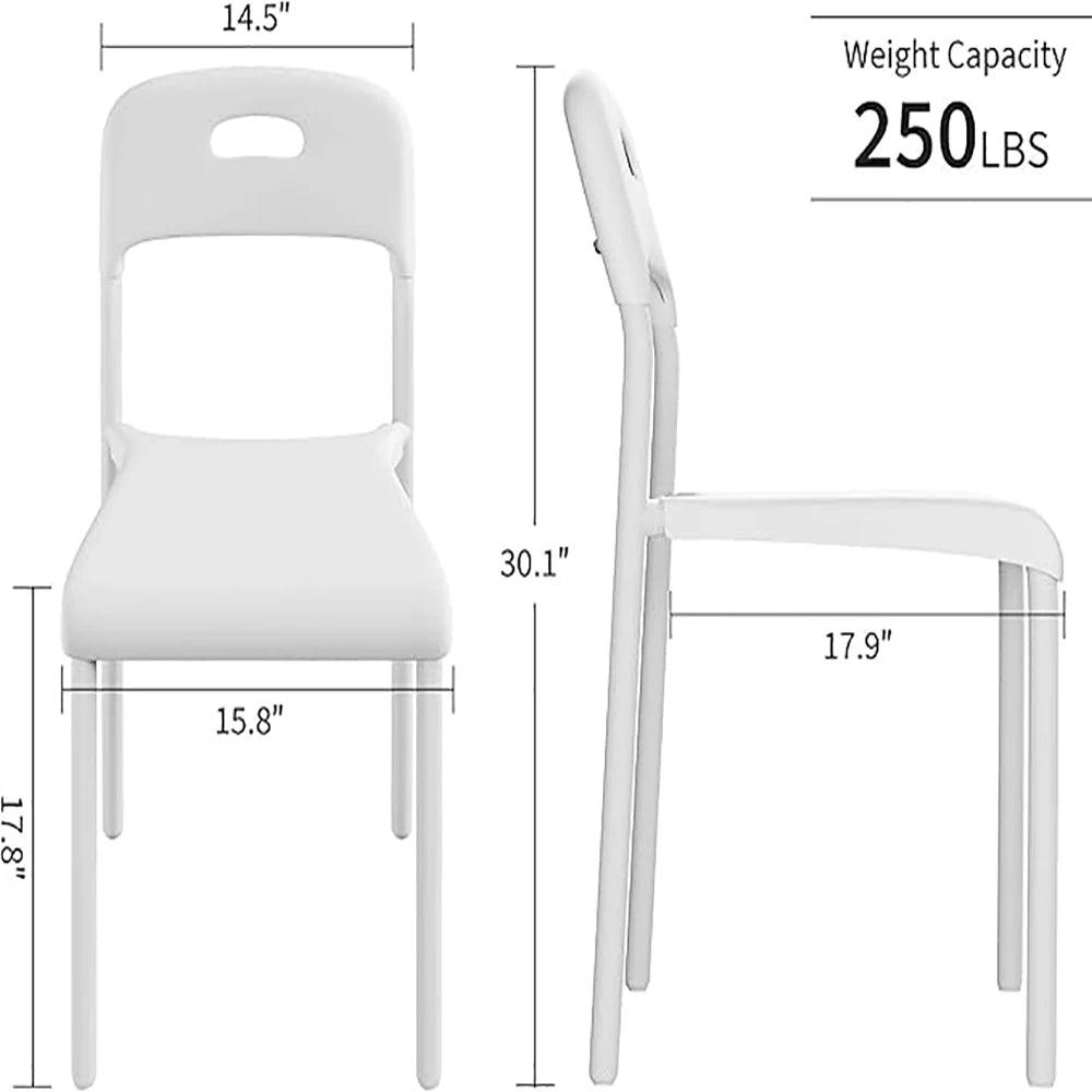 Chaises de salle à manger empilables (lot de 1 à 4), chaises de cuisine modernes en plastique avec pieds en métal, assemblage facile et imperméables