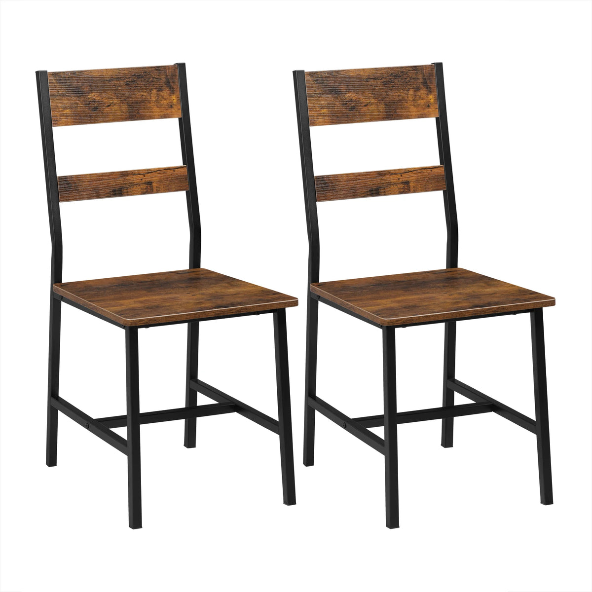 Lot de 2/4 chaises de salle à manger industrielles en bois, dossier haut ergonomique, pieds en métal robustes (150 kg), faciles à nettoyer, polyvalentes pour restaurant et cuisine