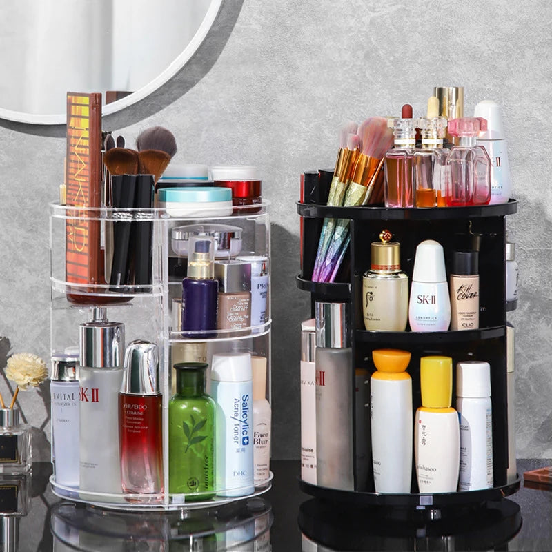 Rangement Cosmétiques Rotatif 360° avec Étagères Réglables