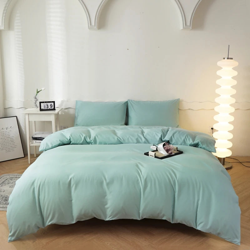 Housse de couette unie 100 % coton lavé