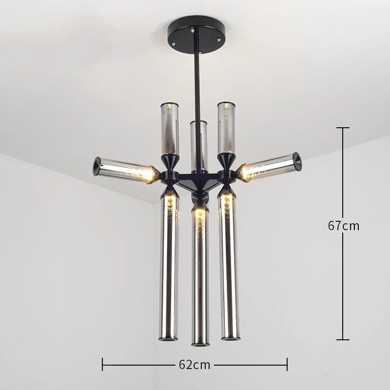 Designer Glass Tube Pendant Lamp Modern Living Room Chandelier For Bedroom Bedside Cafe Home Decor Led Dining Room Hanging Light