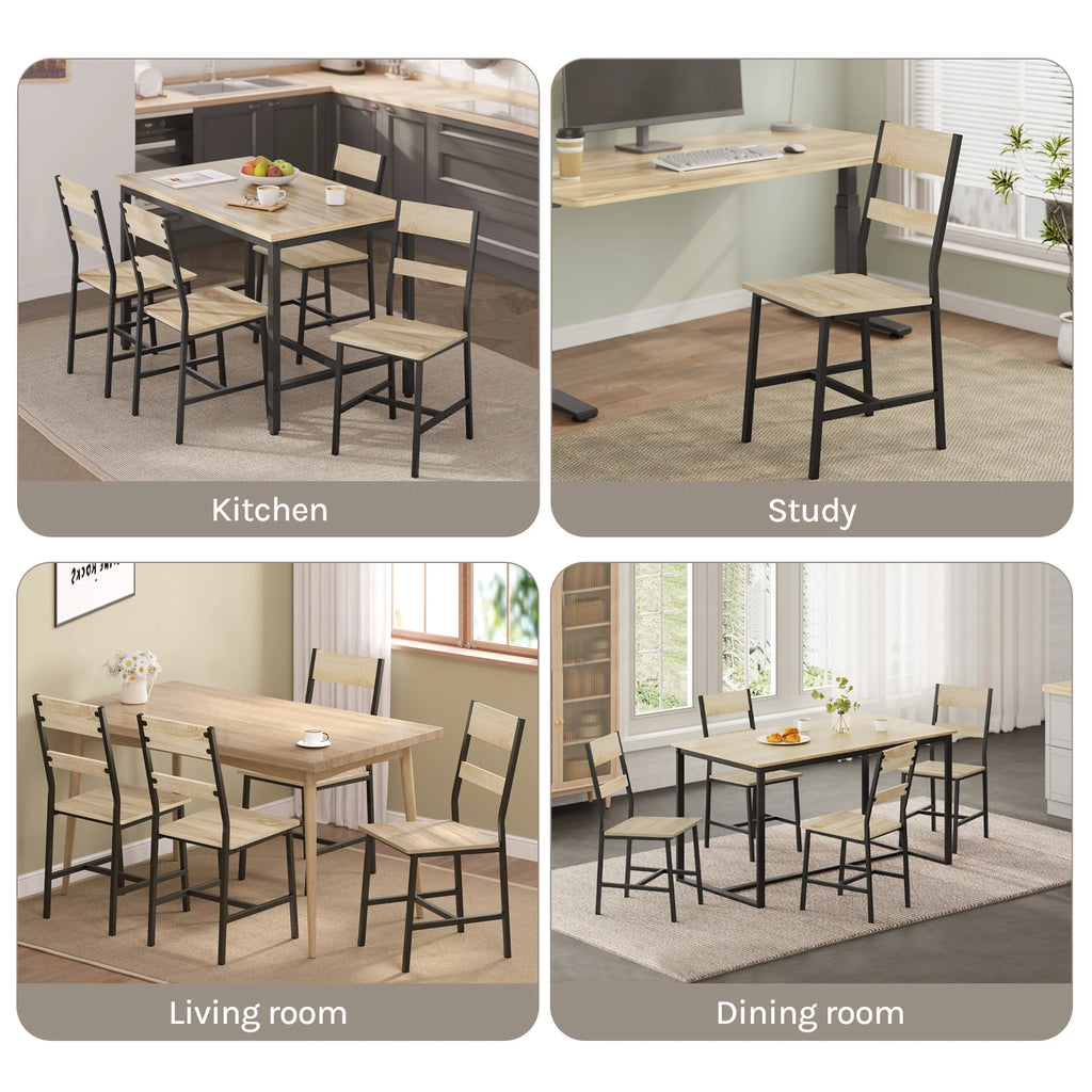 Lot de 2/4 chaises de salle à manger industrielles en bois, dossier haut ergonomique, pieds en métal robustes (150 kg), faciles à nettoyer, polyvalentes pour restaurant et cuisine