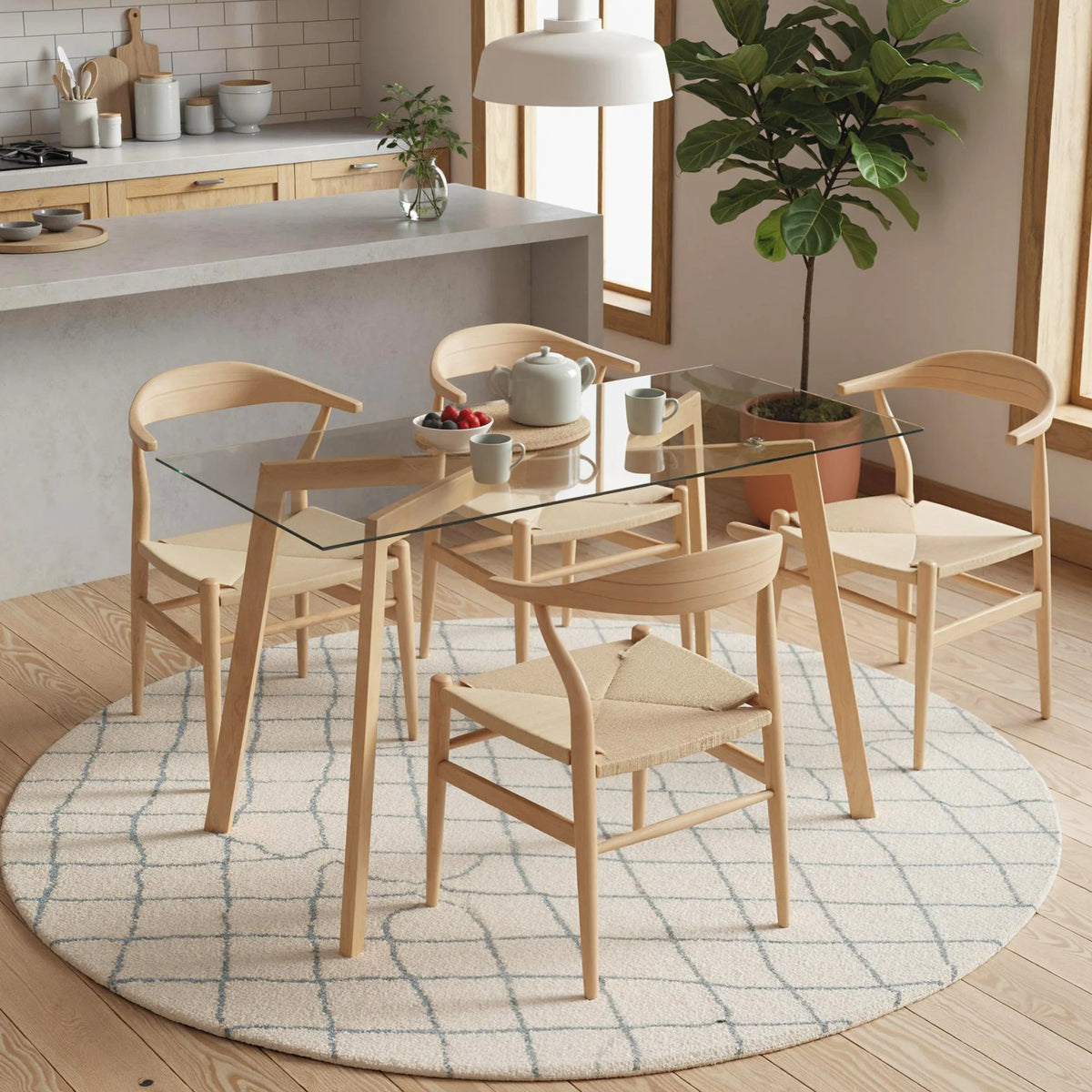 Table à manger pour 4 personnes 120x60x76cm table de cuisine moderne rectangulaire plateau en verre trempé pieds en acier transparent