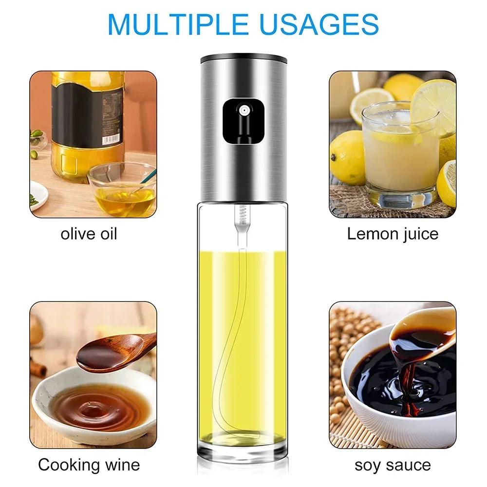 Pulvérisateur d'huile en verre avec pompe anti-fuites - Bouteille spray pour huile d'olive, vinaigre et condiments - Distributeur et spray d'assaisonnement pour cuisine, barbecue, air fryer et grillades