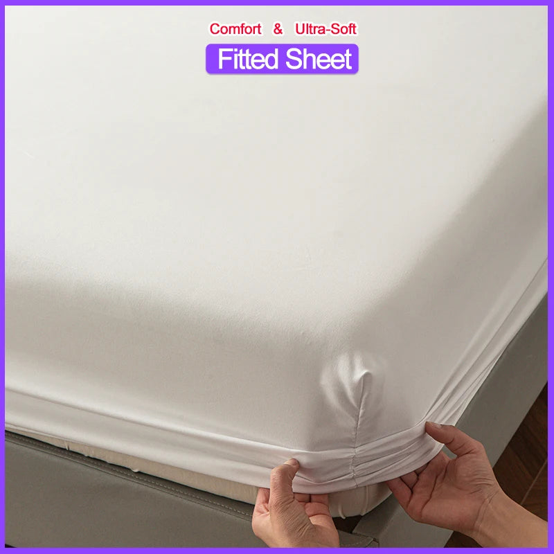 High Quality Fitted Sheet - Microfiber Soft Touch, Deep Pocket 25cm, Wrinkle Free Anti-Slip, Solid Color Twin/Full/Queen/King