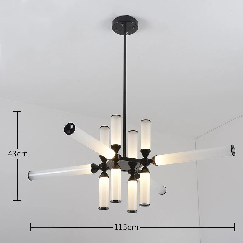 Designer Glass Tube Pendant Lamp Modern Living Room Chandelier For Bedroom Bedside Cafe Home Decor Led Dining Room Hanging Light