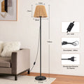 Lampadaire en rotin tressé de style bohème - Lampe sur pied E26/E27 avec abat-jour naturel, grand lampadaire moderne pour salon, chambre et coin lecture