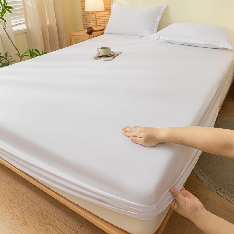 Drap-housse uni en tissu brossé doux pour la peau avec élastique