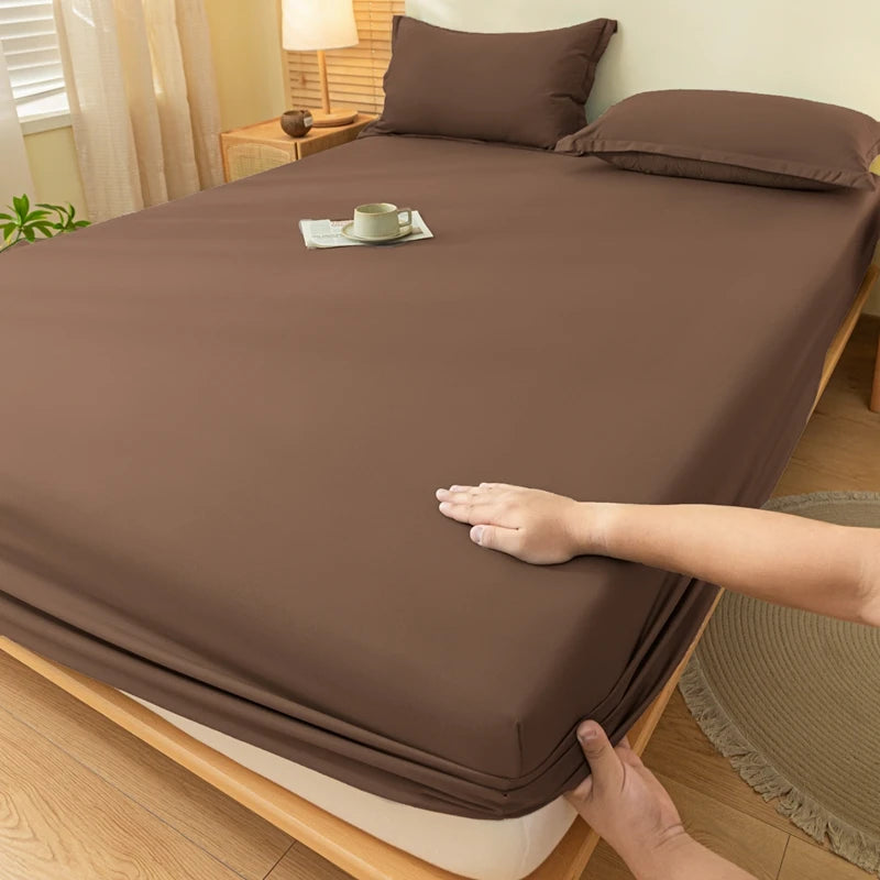 Drap-housse uni en tissu brossé doux pour la peau avec élastique