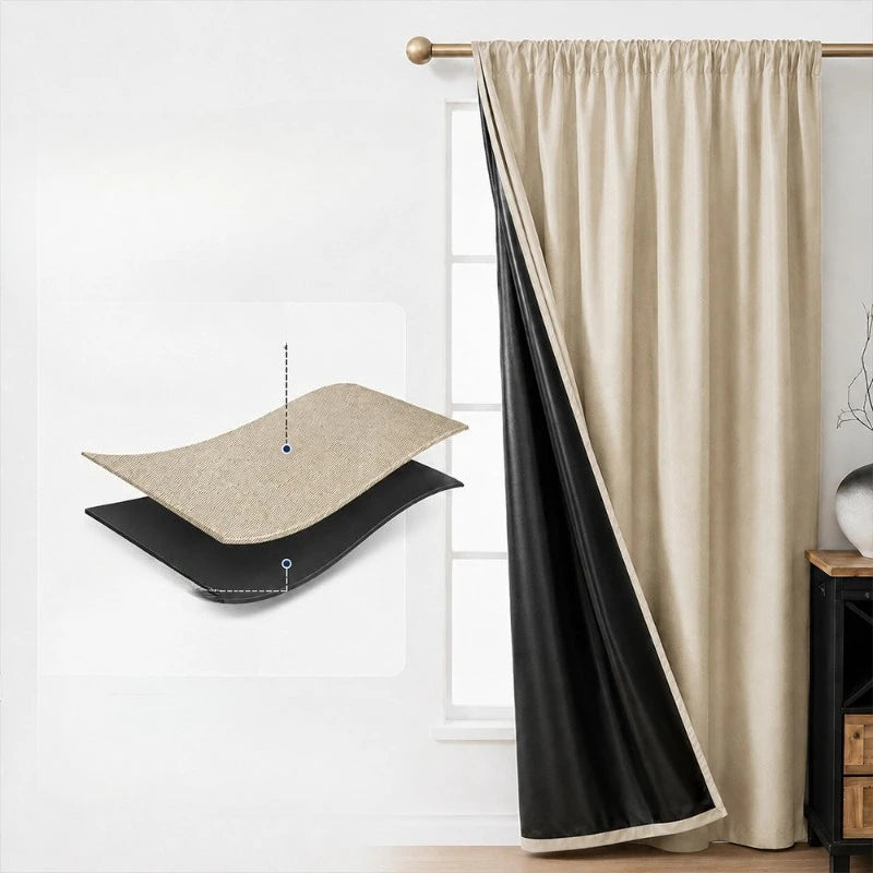 1 panneau de rideau occultant 100% avec isolation thermique et séparation de pièce, avec doublure thermique pour salon, salle à manger, chambre – protège l'intimité