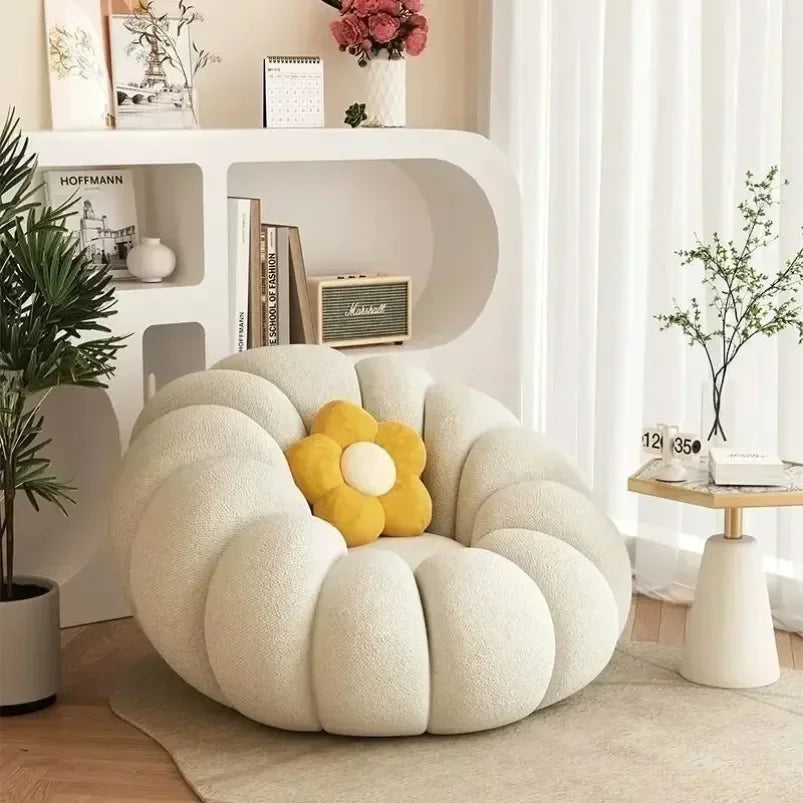 Canapé citrouille relax, fauteuil individuel de style nordique, garnissage en microbilles, doux et confortable, ensemble de canapé pour la maison, le salon, le balcon et la chambre