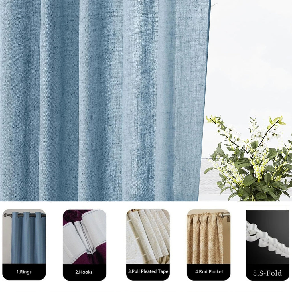 Rideau voile sur mesure hauteur 350 cm en faux lin, voilages en tulle pour fenêtres de salon et chambre, drapes et rideaux de fenêtre