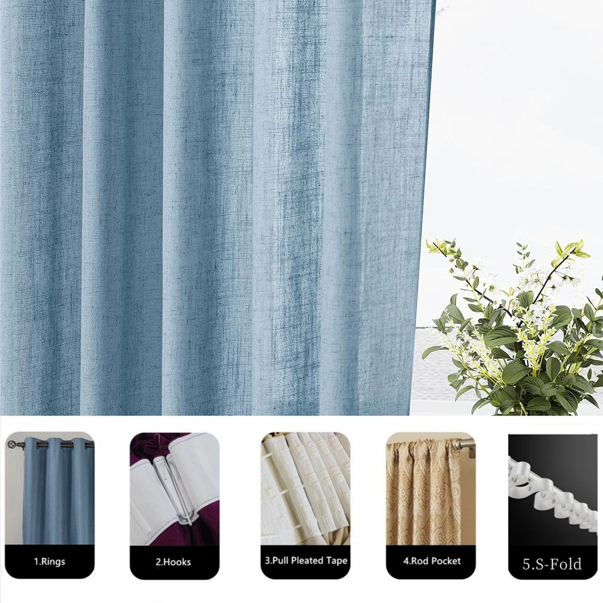 Rideau voile sur mesure hauteur 350 cm en faux lin, voilages en tulle pour fenêtres de salon et chambre, drapes et rideaux de fenêtre