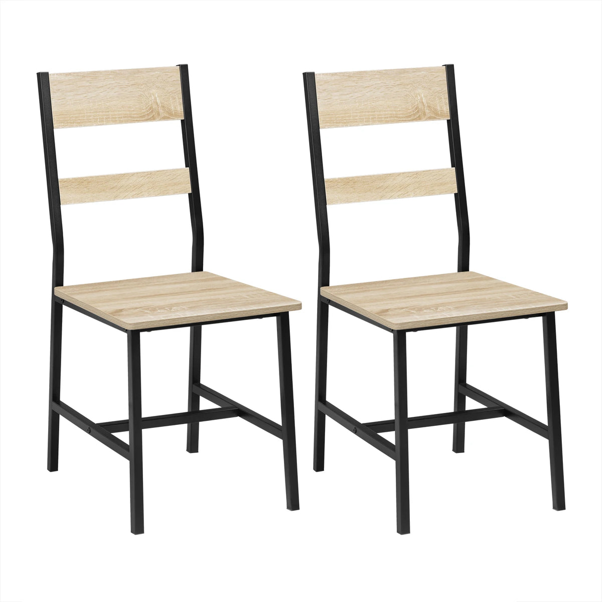 Lot de 2/4 chaises de salle à manger industrielles en bois, dossier haut ergonomique, pieds en métal robustes (150 kg), faciles à nettoyer, polyvalentes pour restaurant et cuisine
