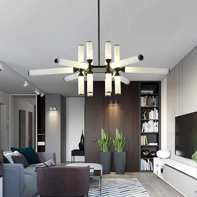 Designer Glass Tube Pendant Lamp Modern Living Room Chandelier For Bedroom Bedside Cafe Home Decor Led Dining Room Hanging Light