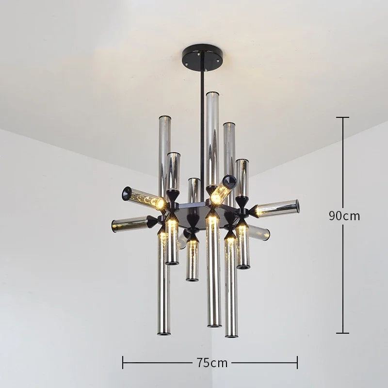 Designer Glass Tube Pendant Lamp Modern Living Room Chandelier For Bedroom Bedside Cafe Home Decor Led Dining Room Hanging Light