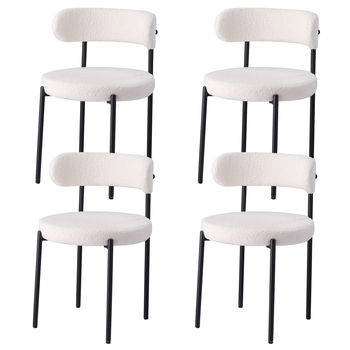 Chaises de salle à manger EGOONM style scandinave (lot de 2/4/6), chaises de cuisine rembourrées avec velours bouclette (effet teddy), pour maison, bureau et salle à manger