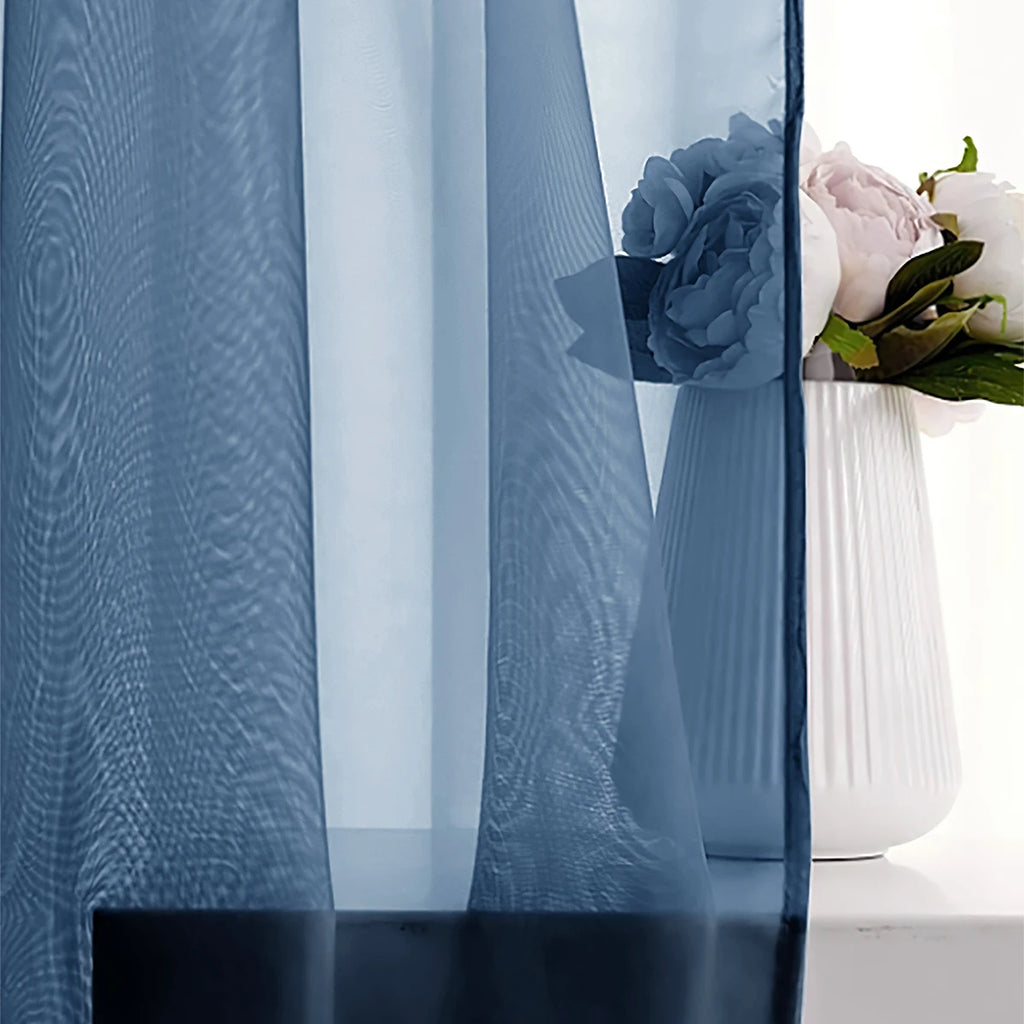 Rideaux demi-occultants unis en térylène à passe-tringle pour salon et chambre (lot de 2)