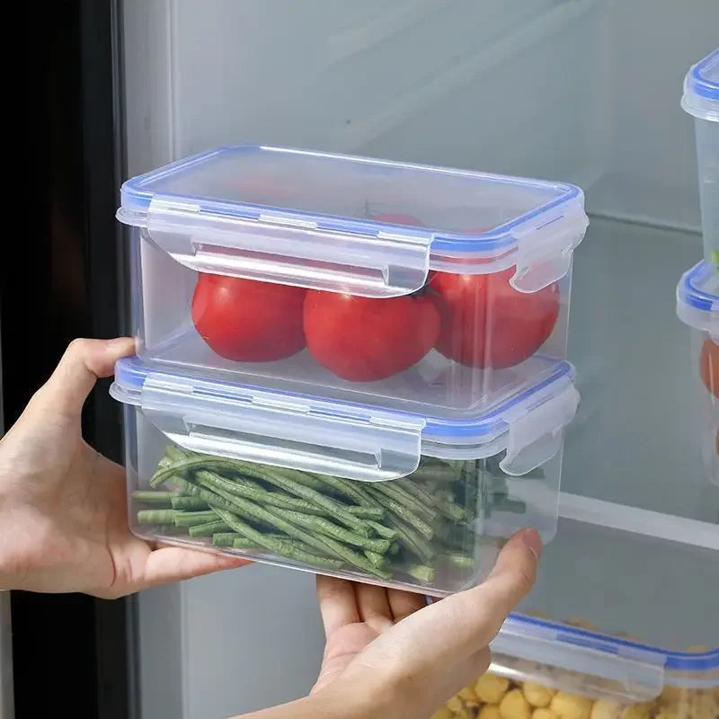 Boîte de rangement hermétique et rectangulaire pour réfrigérateur avec couvercle, boîte fraîcheur en plastique, boîte à lunch chauffable au micro-ondes avec couvercle