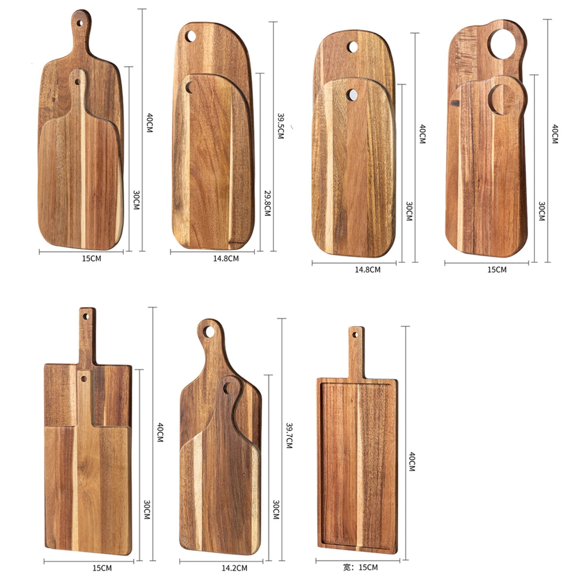 1PC-Acacia Wood Cutting Board Creative Solid Wood Bread Board Western Steak Board Baking Dessert Tray Irregular Chopping Board