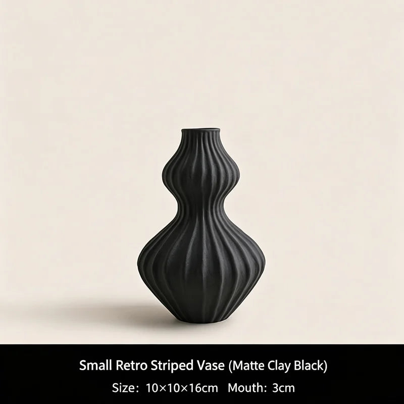 Wabi-Sabi Style Ceramic Vase: Elegant Home Decor Piece with a Frosted Finish—Creative Hydroponic Vase for Dried Flowers