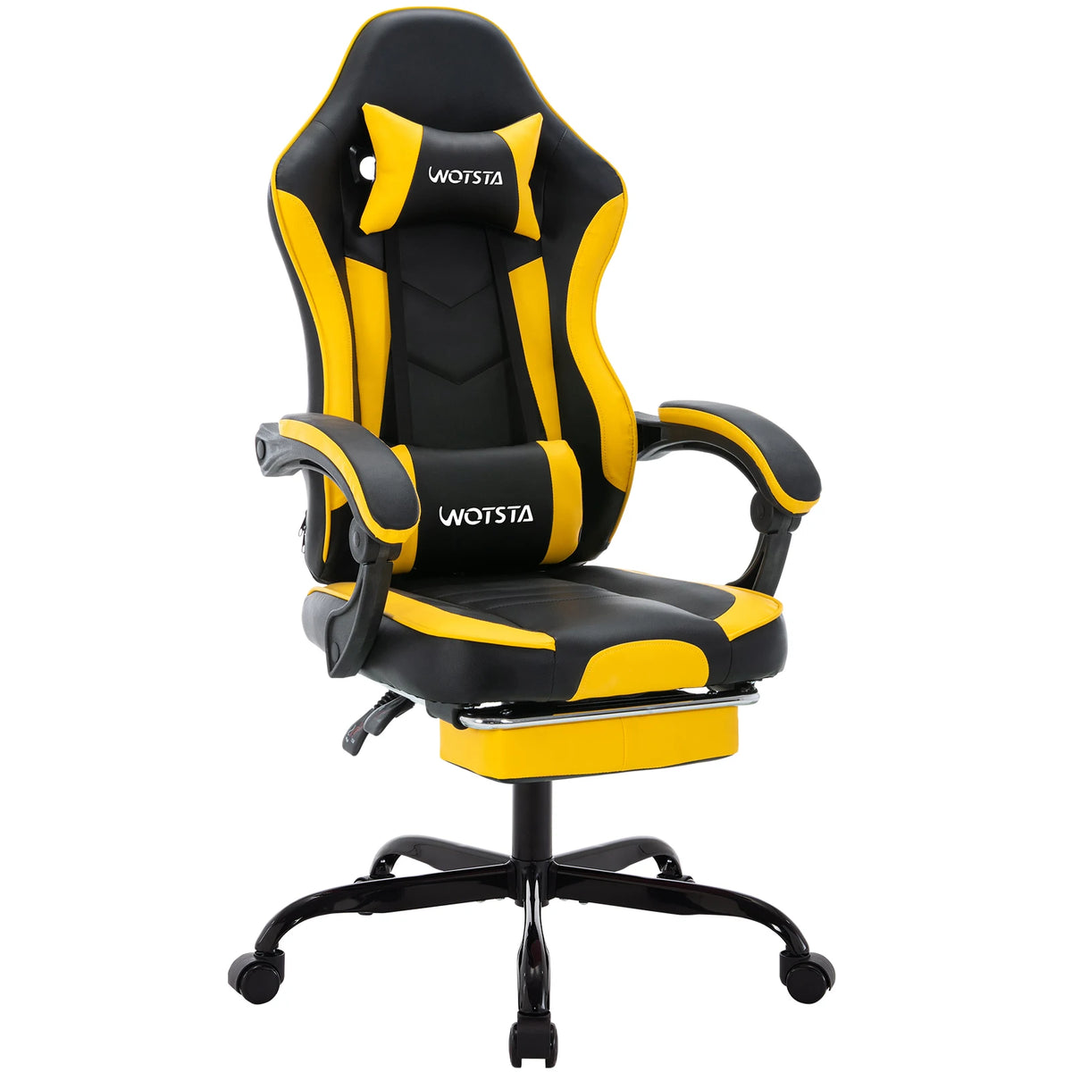Fauteuil gaming WOTSTA avec repose-pieds, siège ergonomique pour gamer avec coussin lombaire et appui-tête, chaise d'ordinateur réglable en hauteur