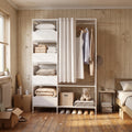 Armoire en tissu pour la maison - Armoire de rangement à étagères avec crochets en S et barre de penderie pour manteaux, chemises, pantalons et linge de lit - 170x105x45 cm