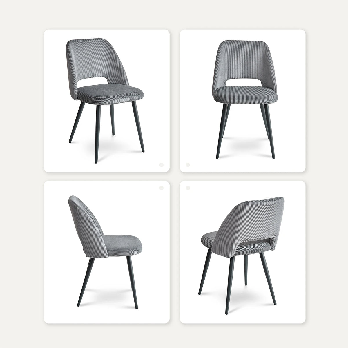 Lot de 2/4/6 chaises de salle à manger modernes et minimalistes en velours côtelé - Durables, faciles à nettoyer, pour cuisine et salle à manger