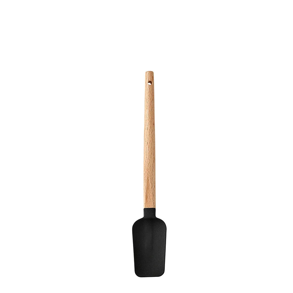 Silicone Scraper Scraper, Home Baking Wooden Handle Scraper, Cake Scraper, Cream Small Spatula Set