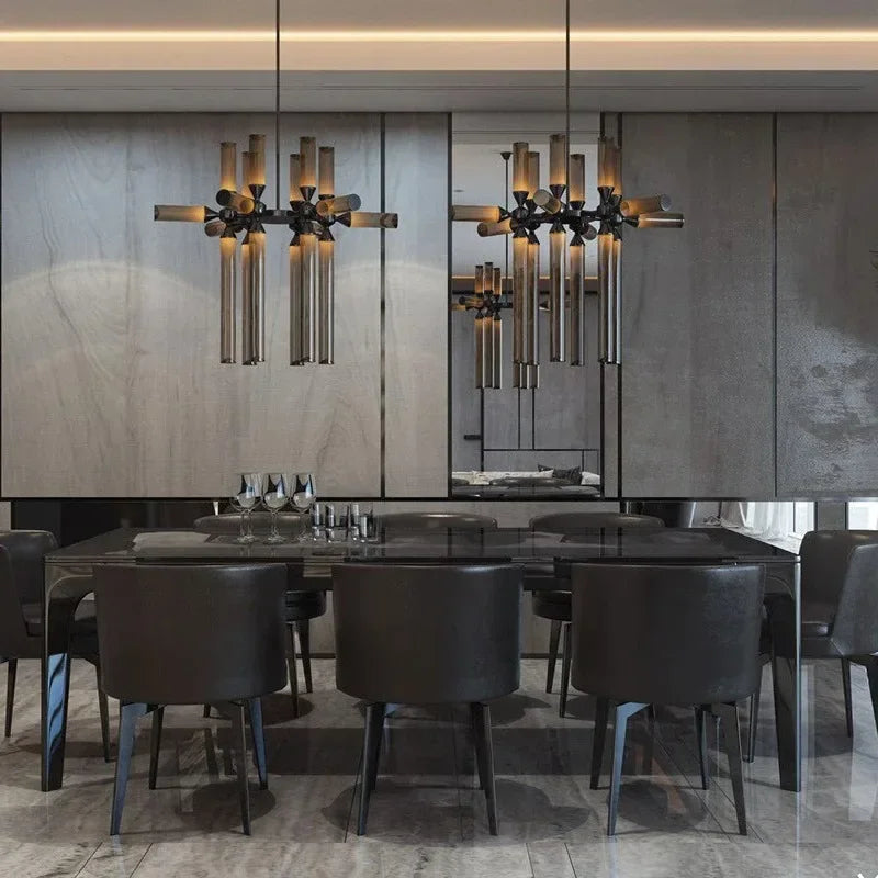 Designer Glass Tube Pendant Lamp Modern Living Room Chandelier For Bedroom Bedside Cafe Home Decor Led Dining Room Hanging Light