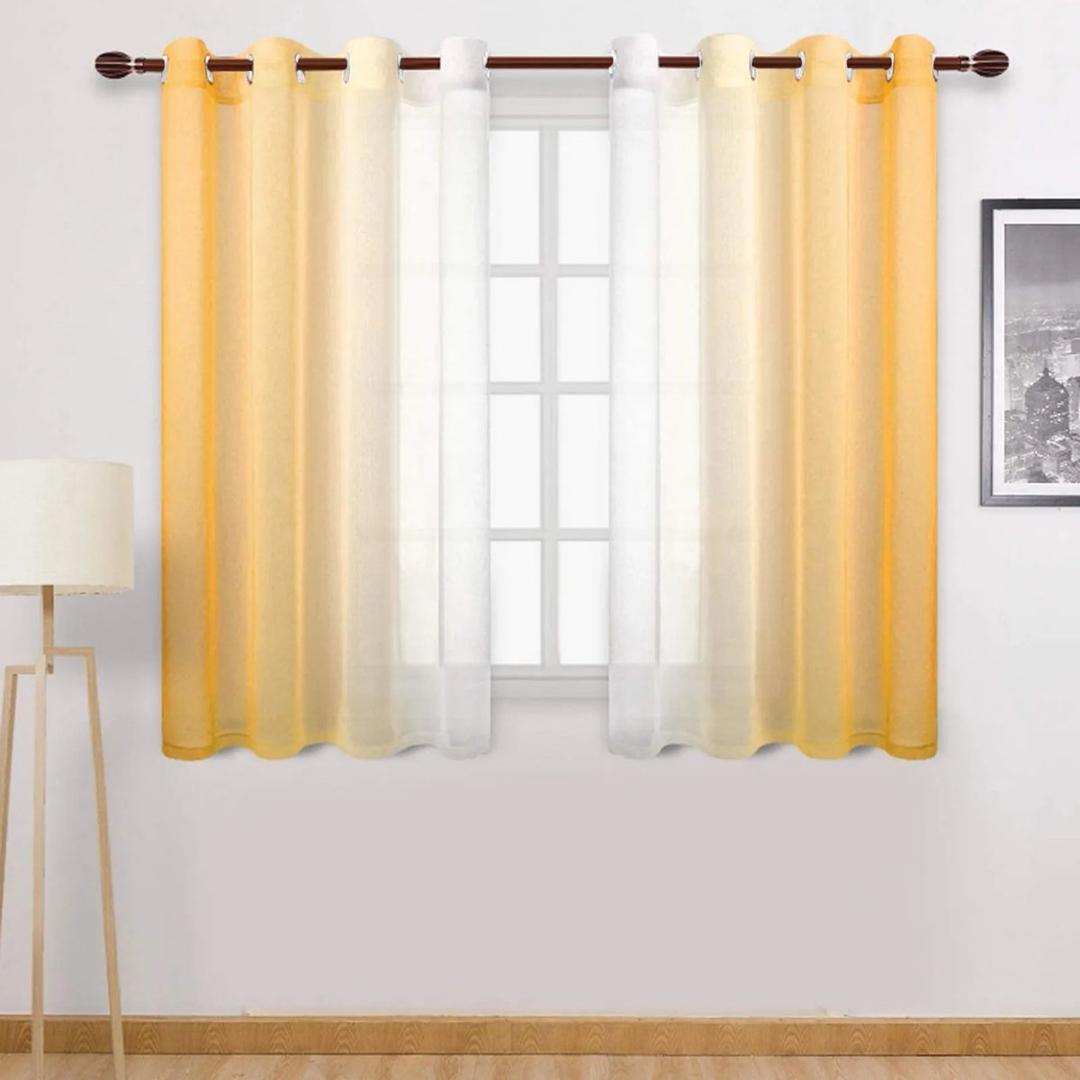 Rideaux en tulle bicolores (dégradé gauche et droit) pour salon et chambre, voilages en organza pour habillage de fenêtre, 1,32 x 1,6 m