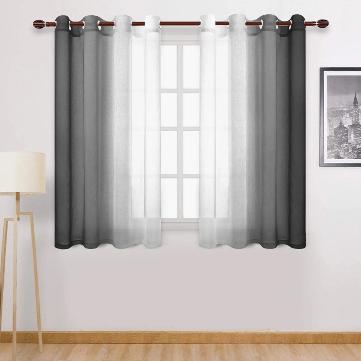 Rideaux en tulle bicolores (dégradé gauche et droit) pour salon et chambre, voilages en organza pour habillage de fenêtre, 1,32 x 1,6 m