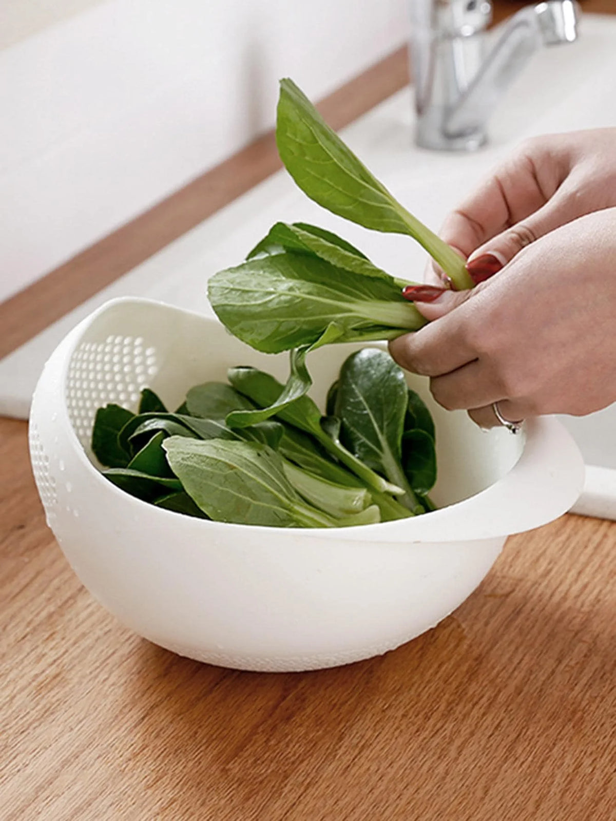 3pcs- Colander Rice Bowl Drain Basket Fruit Bowl Washing Drain Basket with Handle Washing Basket Home Kitchen Organizer