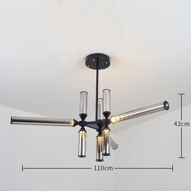 Designer Glass Tube Pendant Lamp Modern Living Room Chandelier For Bedroom Bedside Cafe Home Decor Led Dining Room Hanging Light