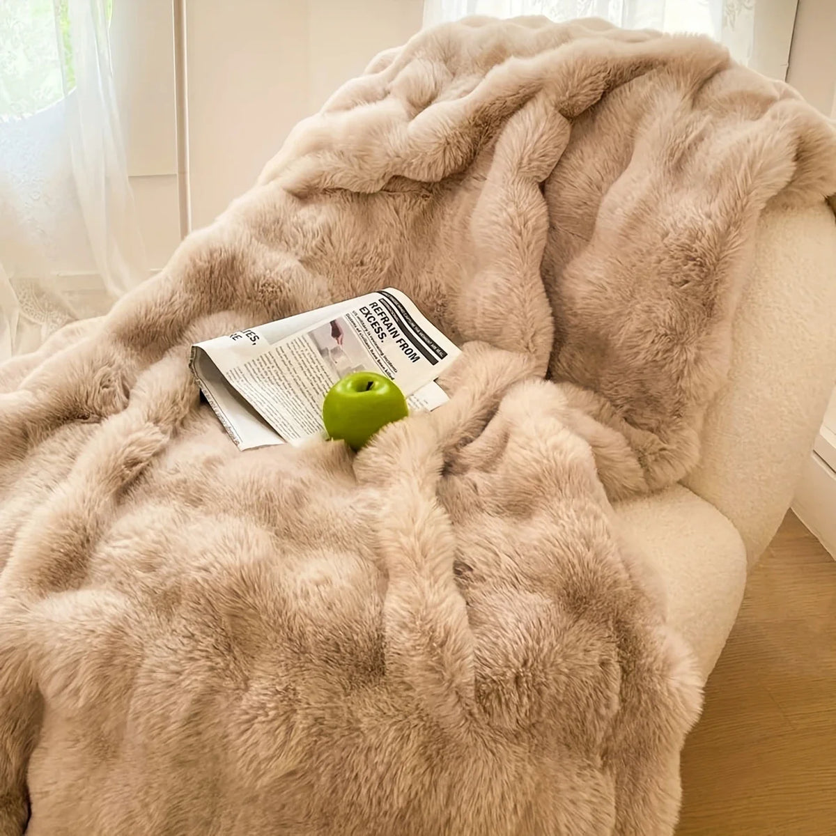 Plaid douillet en fausse fourrure de lapin