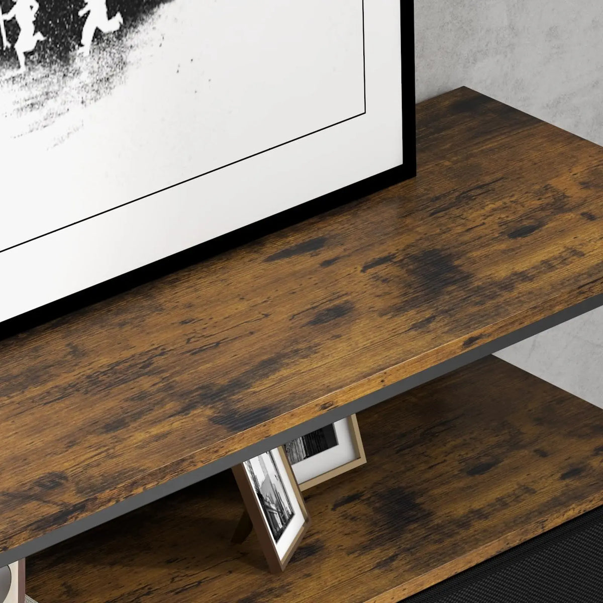 Meuble TV commode avec 3 tiroirs en tissu, meuble télé pour télévision jusqu'à 55 pouces, 120 x 30 x 57 cm