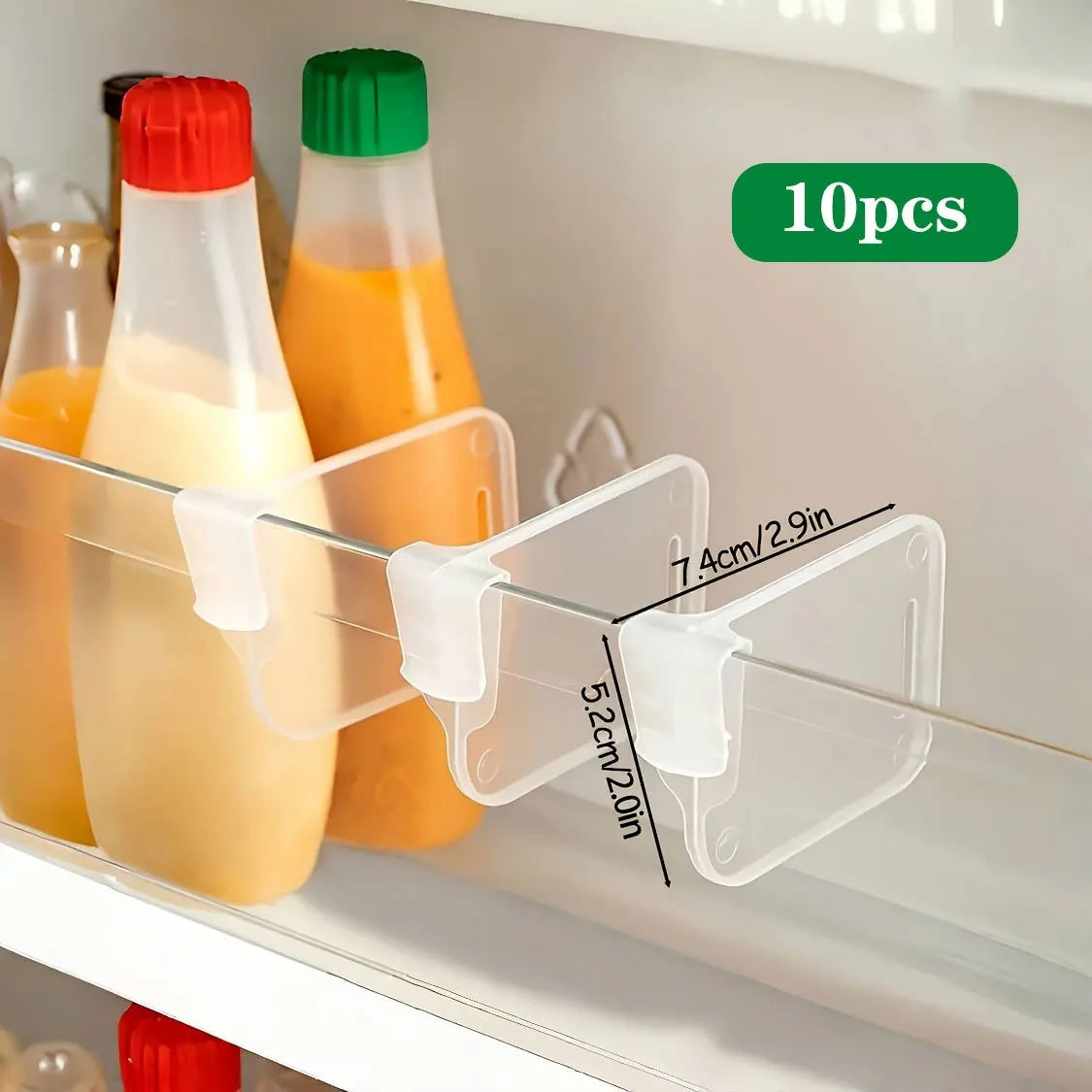 Lot de 10, 15 ou 20 séparateurs organisateurs transparents et robustes pour réfrigérateur - Rangement ajustable pour réfrigérateur et placards de cuisine, compartiments gain de place
