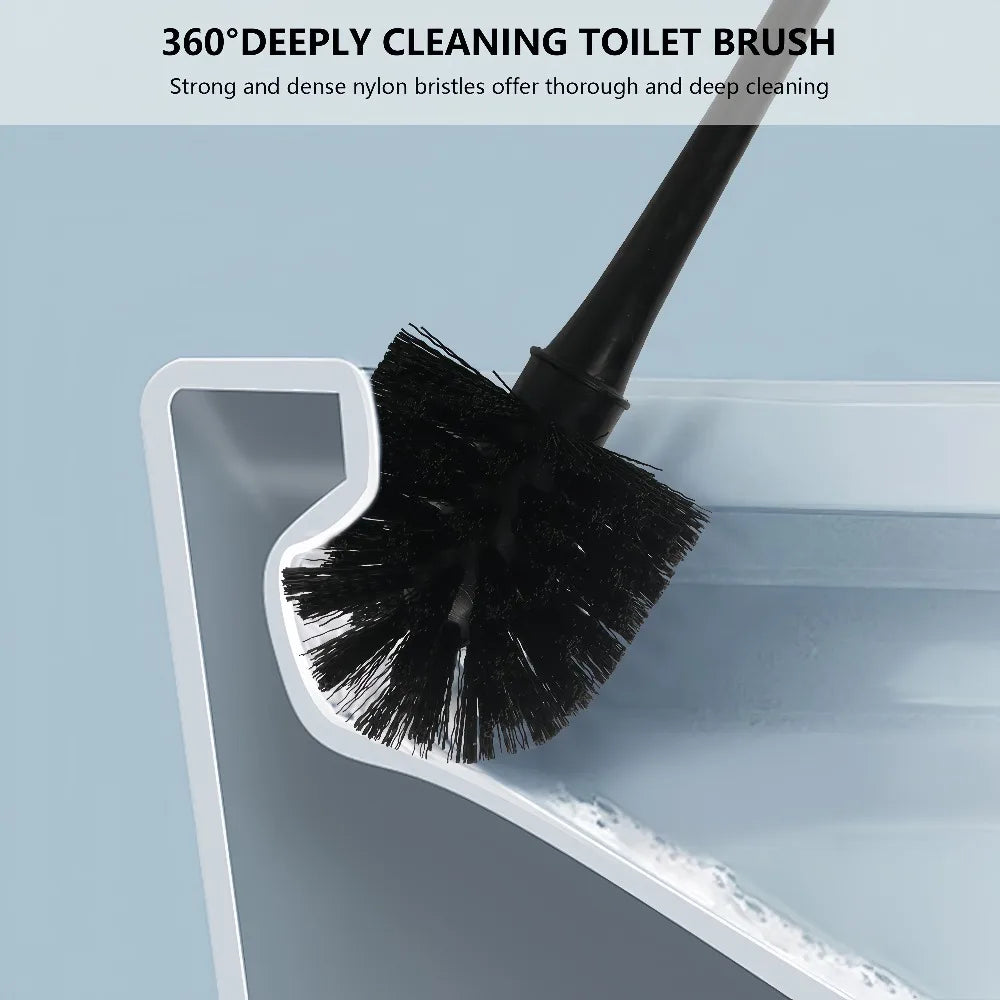 Kit de nettoyage pour toilettes avec socle de rangement, manche long ergonomique, brosse pour cuvette de WC domestique