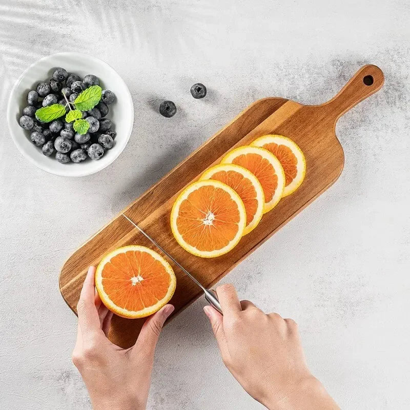 Planche à découper en bois avec poignée, planche de service pour la cuisine, planche à fromage en bois, planche à charcuterie pour pain et assiettes de fruits