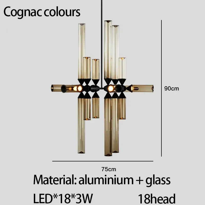 Designer Glass Tube Pendant Lamp Modern Living Room Chandelier For Bedroom Bedside Cafe Home Decor Led Dining Room Hanging Light