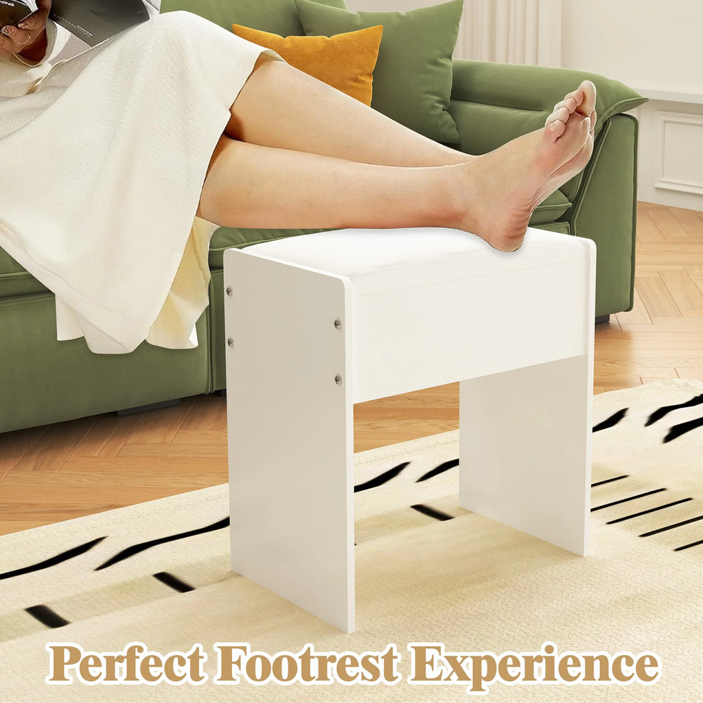 Tabouret de maquillage rembourré pour coiffeuse, chaise de coiffeuse élégante avec pieds en bois, banc d'appoint