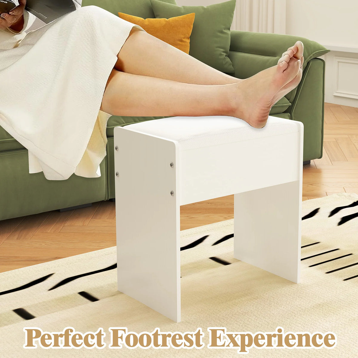 Tabouret de maquillage rembourré pour coiffeuse, chaise de coiffeuse élégante avec pieds en bois, banc d'appoint