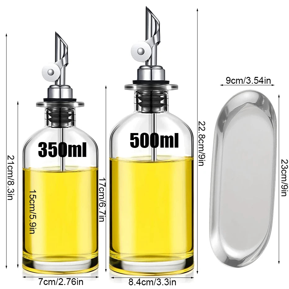 outeille distributeur d'huile d'olive en verre avec bec verseur en métal, distributeur d'huile et vinaigre, bec verseur avec contrepoids, distributeur de sirop de café avec plateau
