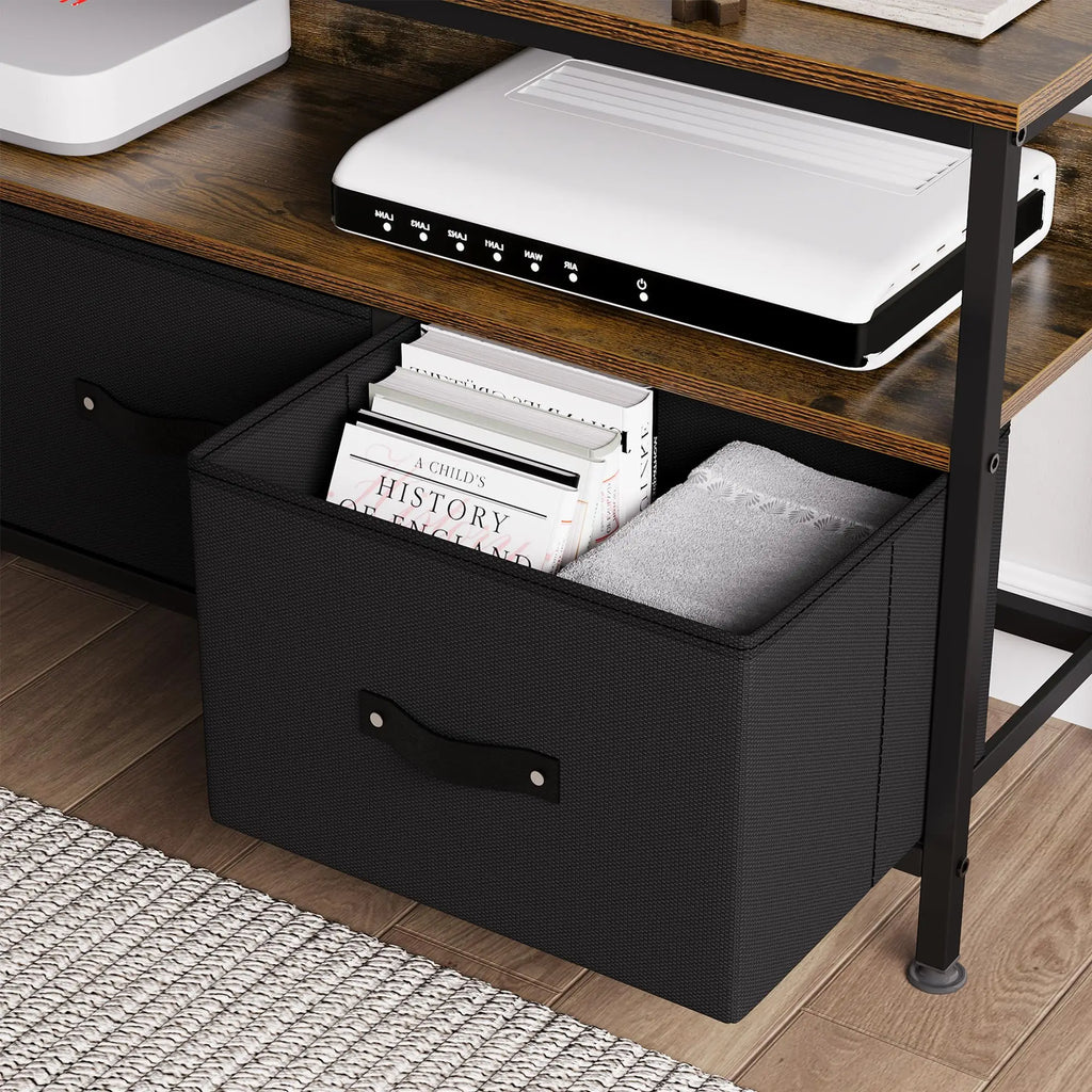 Meuble TV commode avec 3 tiroirs en tissu, meuble télé pour télévision jusqu'à 55 pouces, 120 x 30 x 57 cm