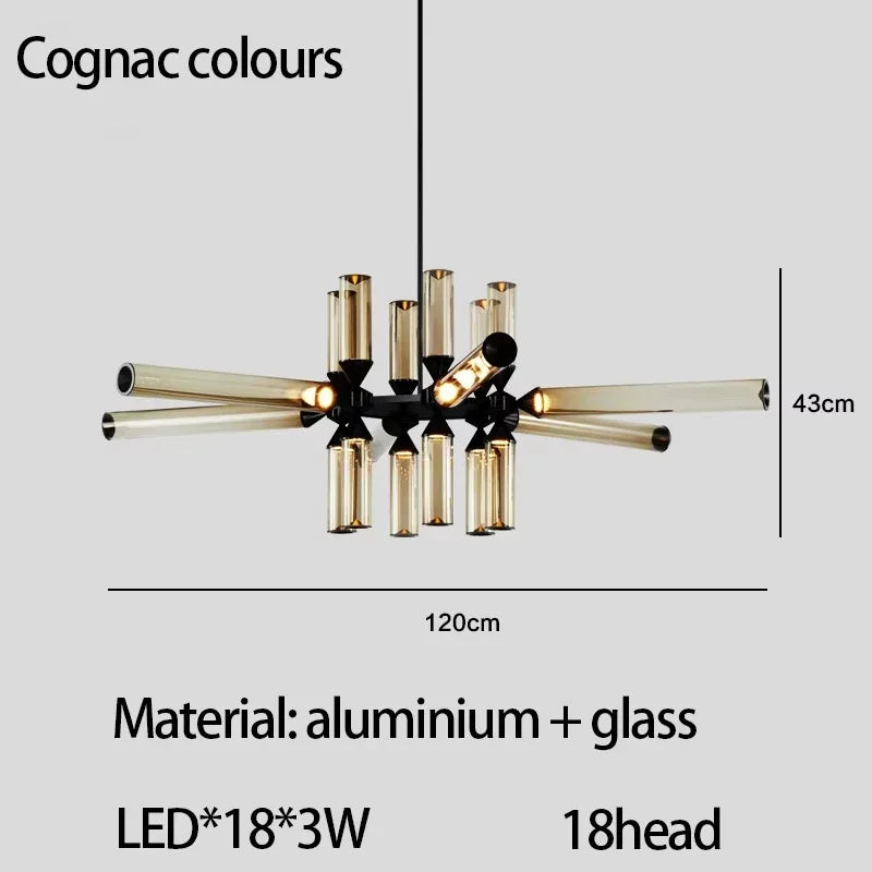 Designer Glass Tube Pendant Lamp Modern Living Room Chandelier For Bedroom Bedside Cafe Home Decor Led Dining Room Hanging Light