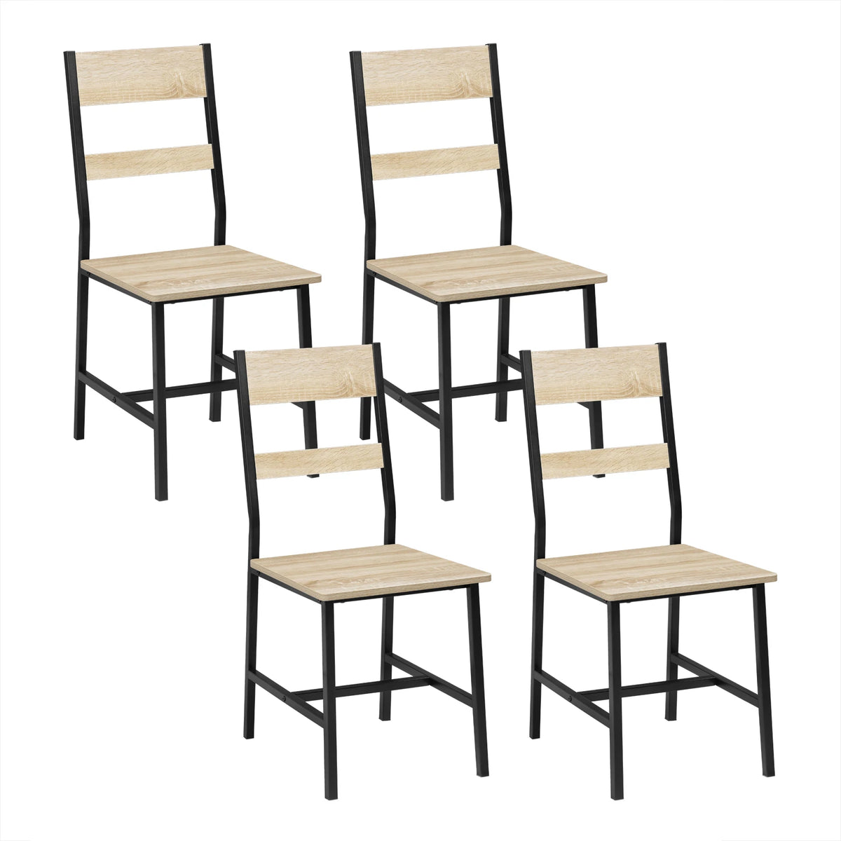 Lot de 2/4 chaises de salle à manger industrielles en bois, dossier haut ergonomique, pieds en métal robustes (150 kg), faciles à nettoyer, polyvalentes pour restaurant et cuisine