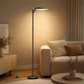 Lampadaire LED 32W 3000Lm avec tête pivotante, télécommande magnétique sur le pied du lampadaire, facile à installer, lampe de lecture stable pour salon, chambre et coin lecture