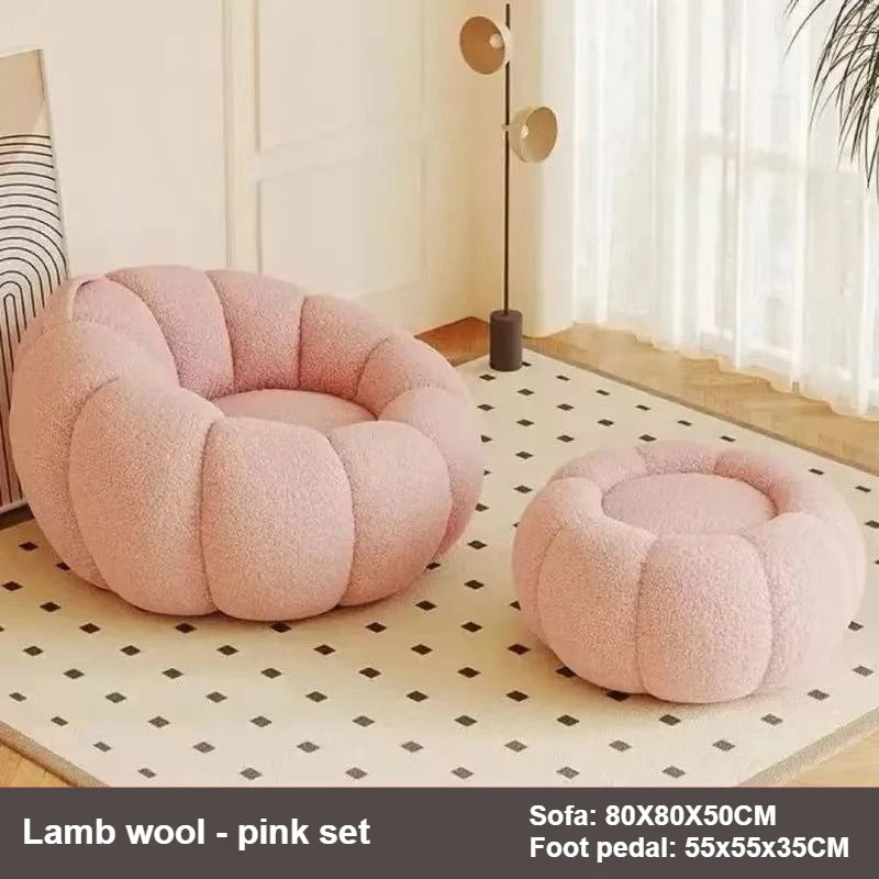Canapé citrouille relax, fauteuil individuel de style nordique, garnissage en microbilles, doux et confortable, ensemble de canapé pour la maison, le salon, le balcon et la chambre