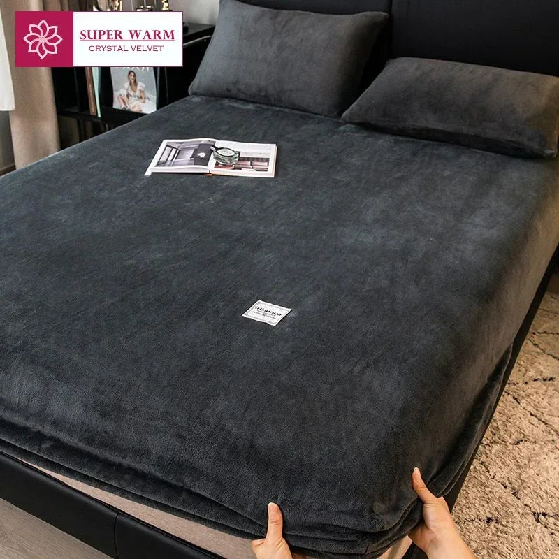 Drap-housse et housse de matelas moelleuse en polaire corail