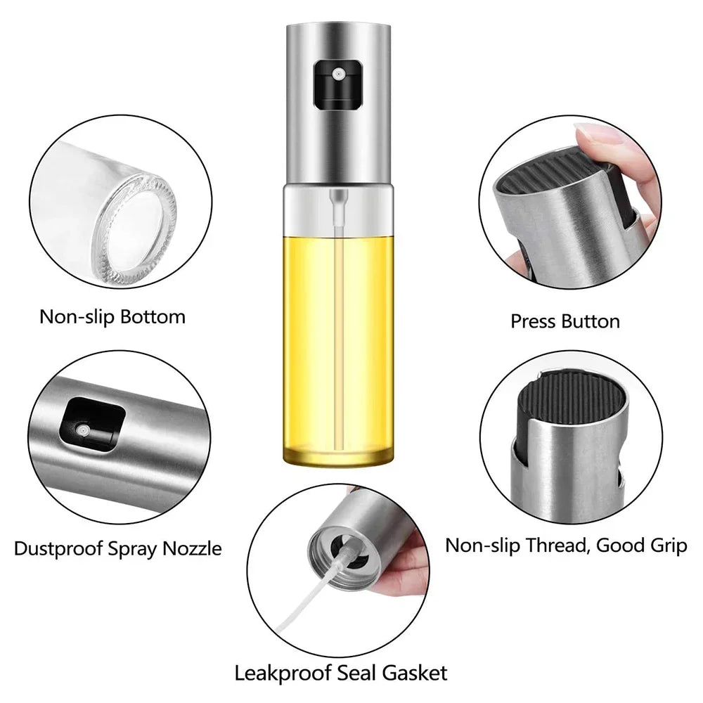 Pulvérisateur d'huile en verre avec pompe anti-fuites - Bouteille spray pour huile d'olive, vinaigre et condiments - Distributeur et spray d'assaisonnement pour cuisine, barbecue, air fryer et grillades